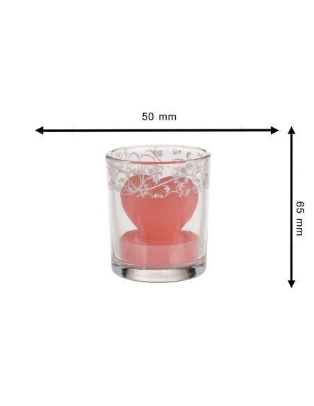 Bougie en Forme de CÅ“ur dans Verre / 3 Couleurs au choix : Rouge-Rose-Blanc / Dimensions : 6,5x5 cm