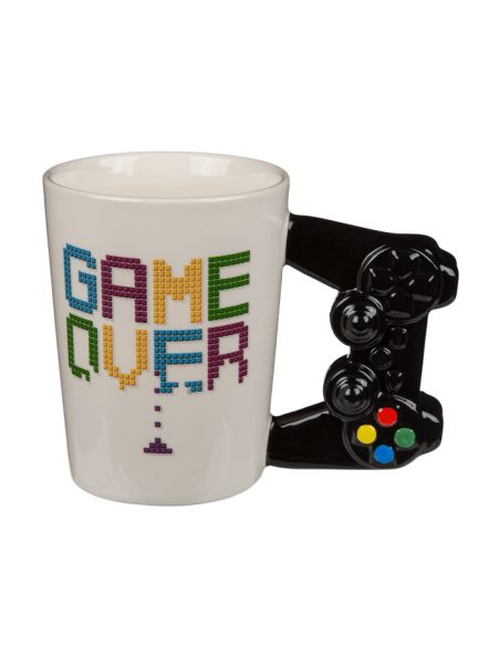 Mug avec poignée manette, Game over, env. 11 x 9 cm, en faience