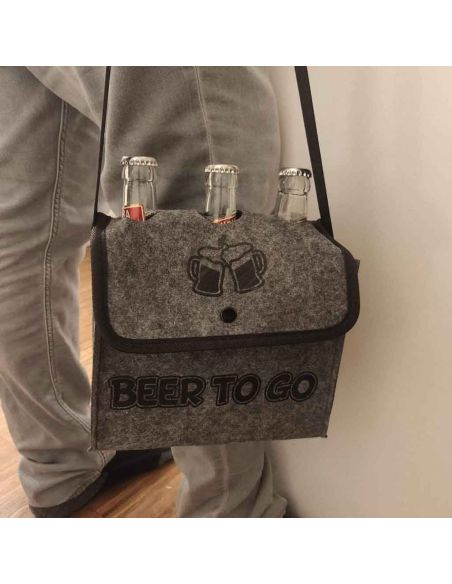 Sac à Bandoulière pour 3 bouteilles de bières / Dimensions : 20 x 21 cm