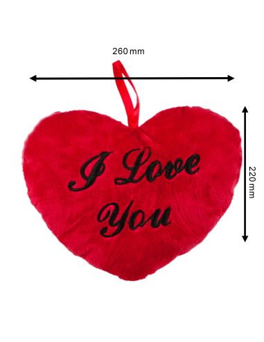 Peluche Cœur Rouge / Brodé "I Love You" au Fil Noir