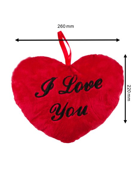 Peluche Cœur Rouge / Brodé "I Love You" au Fil Noir