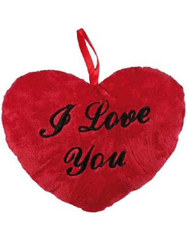 Peluche Cœur Rouge / Brodé "I Love You" au Fil Noir