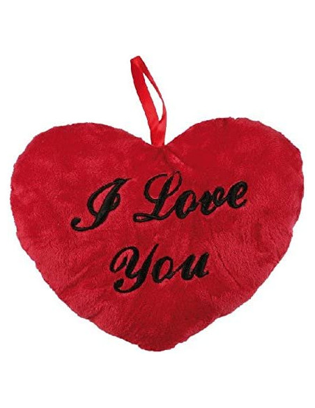Peluche Cœur Rouge / Brodé "I Love You" au Fil Noir