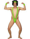 Maillot de bain pour homme Mankini Vert Fluorescent /  Taille unique / Matière : Polyester / Dimensions : 71 x 14