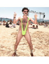 Maillot de bain pour homme Mankini Vert Fluorescent /  Taille unique / Matière : Polyester / Dimensions : 71 x 14