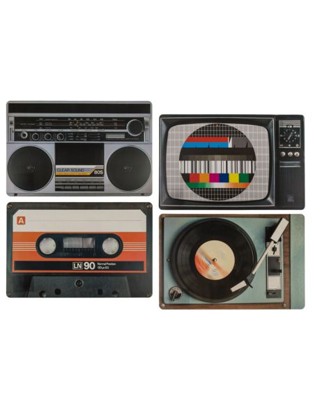 4 Sets de Table Vintage / Thème Télé-Sono Années 70-80 / Dimensions : 43,5 x 28,5 cm