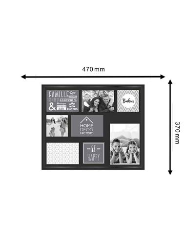 Cadre Photo Multiple Pêle-mêle  8 Vues en Bois / Dimensions : 47 x 37 cm