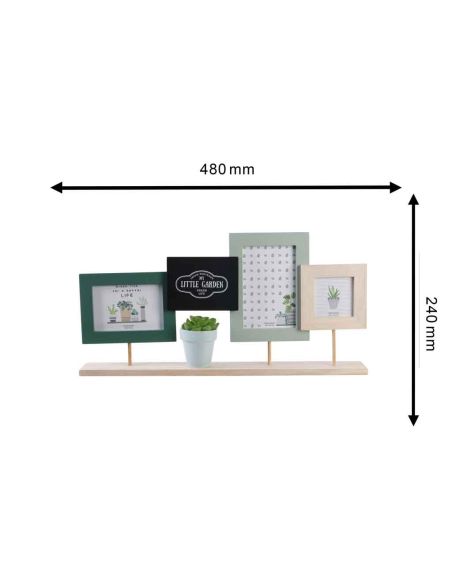 Pêle-mêle et Support / 3 Cadres Photos avec Plante Artificielle