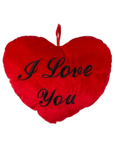Peluche Cœur Rouge / Brodé "I Love You" au Fil Noir