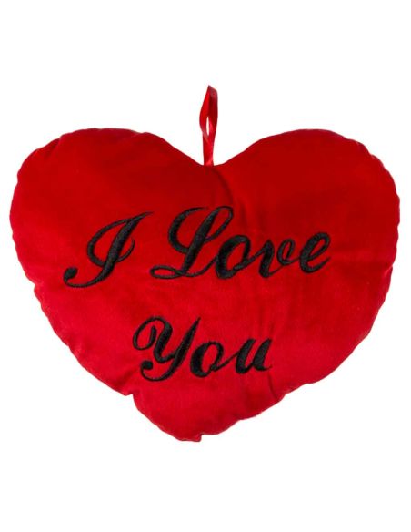 Peluche Cœur Rouge / Brodé "I Love You" au Fil Noir