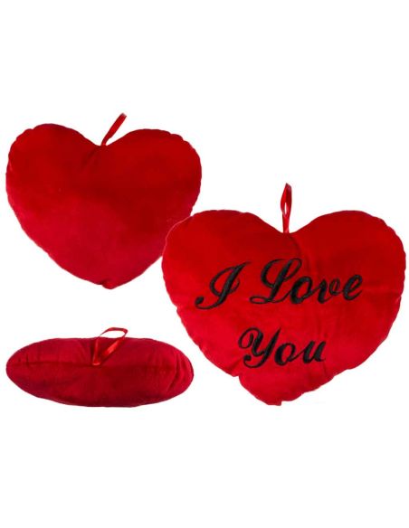 Peluche Cœur Rouge / Brodé "I Love You" au Fil Noir