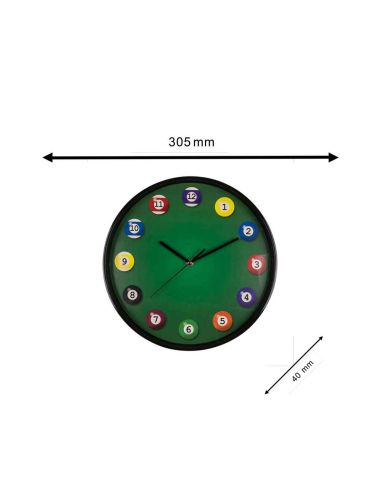Horloge Murale avec Motif Billard / Diamètre : 30,5 cm