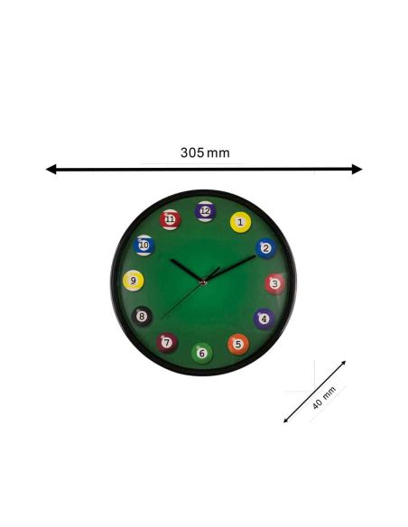 Horloge Murale avec Motif Billard / Diamètre : 30,5 cm