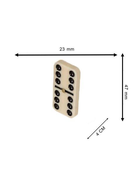 Jeu de Domino Version 6 / Boite en métal / 28 pièces de Dominos / Matière : Plastique Haute Densité et métal