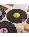 Set de Table / Lot de 4 Dessous de Plat Disque Vinyle / Couleurs : Rose, Bleu, Vert, Jaune / Dimension : 