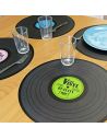 Set de Table / Lot de 4 Dessous de Plat Disque Vinyle / Couleurs : Rose, Bleu, Vert, Jaune / Dimension : 