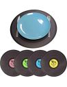 Set de Table / Lot de 4 Dessous de Plat Disque Vinyle / Couleurs : Rose, Bleu, Vert, Jaune / Dimension : 