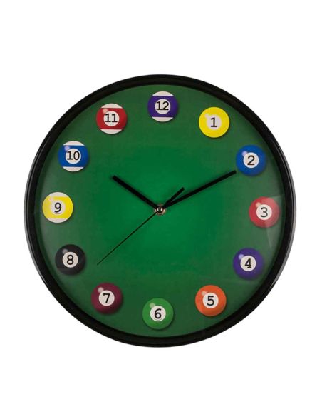 Objet de Décoration / Horloge Murale avec Motif Billard / 1 Pile (AA) Non Inclus / Dimensions : 30,5 cm