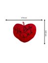 Coussin-Peluche Cœur Rouge / Brodé "Ich liebe Dich" au Fil Noir / Dimensions : 37 x 34 cm
