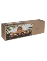 Objet de Décoration / Assiette Rectangulaire en Bois avec 4 Bougies, Pierres et Tête de Bouddha