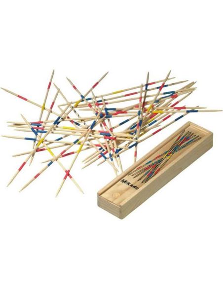 Jeu de Mikado en Bois avec Boite de Rangement / Dimensions : 19,5 x 4 x 2,5 cm