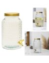 Distributeur de Boisson / Fontaine à Boisson de 6L en Verre Design Diamant avec Couvercle et Robinet Verseur