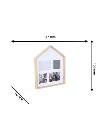 Cadre Photo Multiple Pêle-mêle  4 Vues / Dimensions : 40 x 34,5 x 4 cm