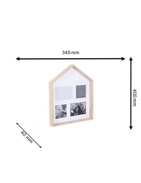 Cadre Photo Multiple Pêle-mêle  4 Vues / Dimensions : 40 x 34,5 x 4 cm