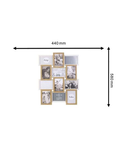 Cadre Photo Multiple Pêle-mêle  12 Vues en Bois / Dimensions : 44 x 58 x 3 cm