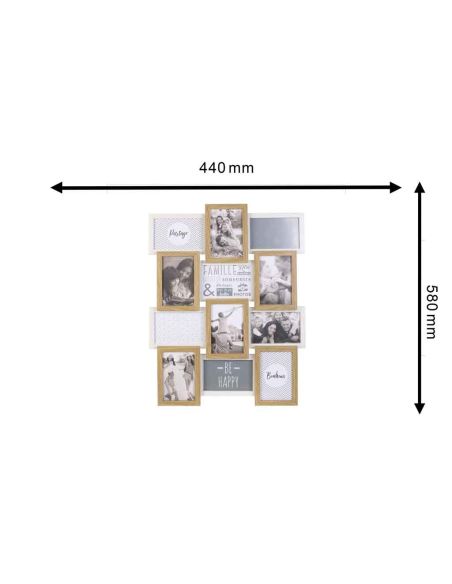 Cadre Photo Multiple Pêle-mêle  12 Vues en Bois / Dimensions : 44 x 58 x 3 cm