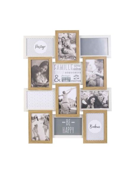 Cadre Photo Multiple Pêle-mêle  12 Vues en Bois / Dimensions : 44 x 58 x 3 cm