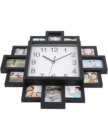 Horloge Murale avec Pêle-Mêle 12 Cadres Photos  / Dimensions: 37,5 x 39 cm