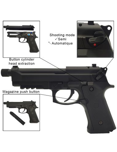 Réplique airsoft M9 Mosfet Électrique Noir (Cyma)
