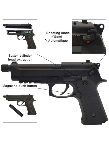 Réplique airsoft M9 Mosfet Électrique Noir (Cyma)
