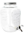 Distributeur de Boissons / Fontaine à Boisson de 4 Litres en Verre avec Couvercle et Robinet Verseur