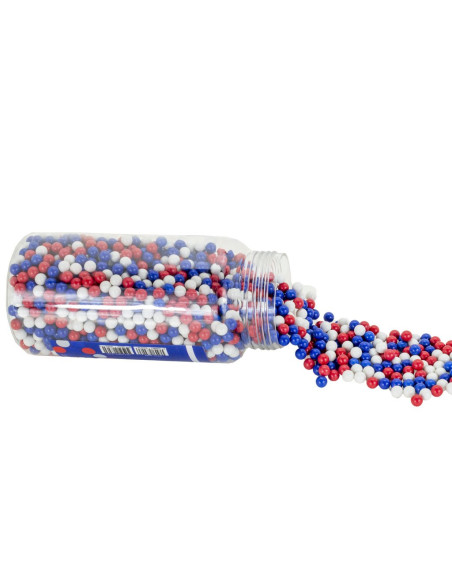 Bouteille de 2000 billes 0,20 gr. airsoft Bleu/Blanc/Rouge (Cybergun)