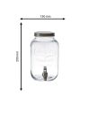 Distributeur de Boissons / Fontaine à Boisson de 4 Litres en Verre avec Couvercle et Robinet Verseur