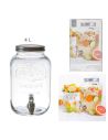 Distributeur de Boissons / Fontaine à Boisson de 4 Litres en Verre avec Couvercle et Robinet Verseur