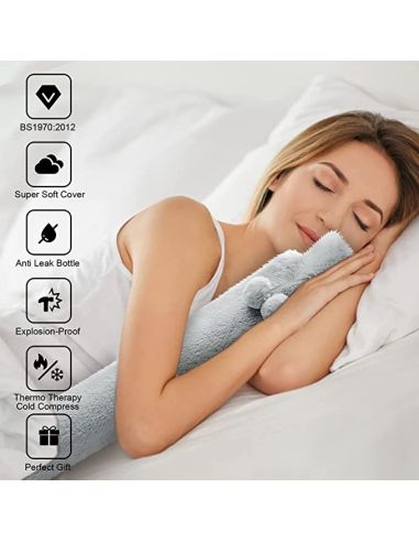 Bouillotte tubulaire en Fausse Fourrure - Dimensions : 73 x 12 cm