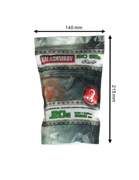 Sachet 0,25g Bio de 3200 billes airsoft Kalashnikov (Cybergun)