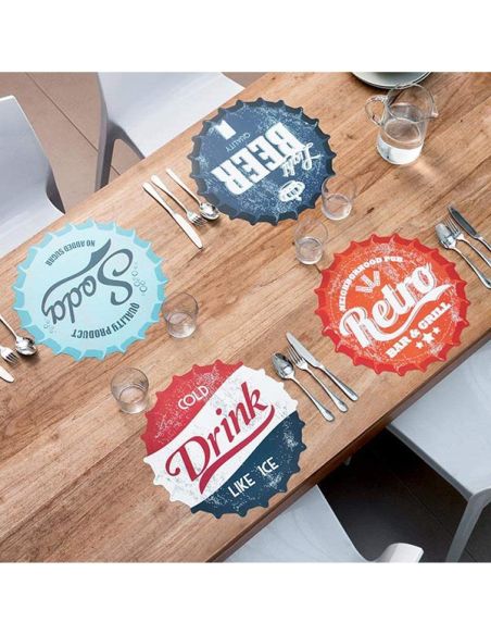 4 Sets de Table Vintage / Thème Capsule Soda / Dimensions : 38 x 38 cm