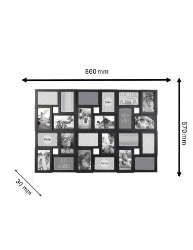 Cadre Photo Multiple Pêle-mêle  24 Vues - Dimensions :  86 x 57 x 3 cm.