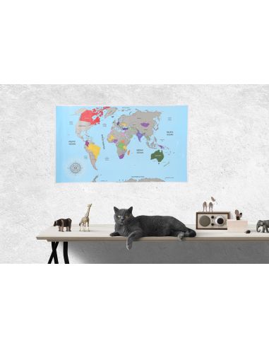 Poster à Gratter / Mappemonde / Dimensions : 88 x 52 cm