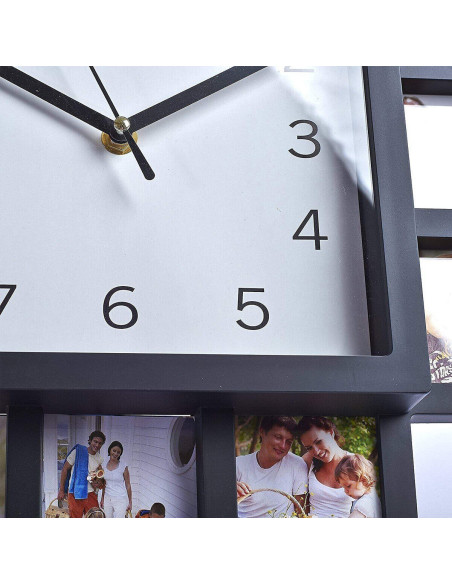 Horloge Murale avec Pêle-Mêle 12 Cadres Photos  / Dimensions: 37,5 x 39 cm