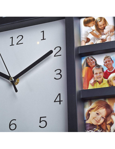 Horloge Murale avec Pêle-Mêle 12 Cadres Photos  / Dimensions: 37,5 x 39 cm
