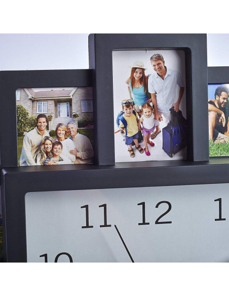 Horloge Murale avec Pêle-Mêle 12 Cadres Photos  / Dimensions: 37,5 x 39 cm