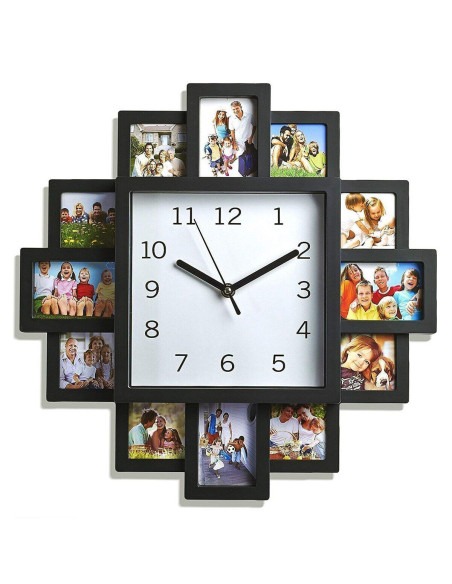 Horloge Murale avec Pêle-Mêle 12 Cadres Photos  / Dimensions: 37,5 x 39 cm