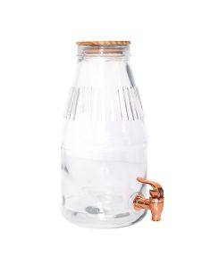 Distributeur de Boissons / Fontaine à Boisson 3,8 Litres en Verre avec Couvercle et Robinet Verseur