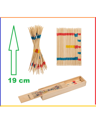 Jeu de Mikado en Bois avec Boite de Rangement / Dimensions : 19,5 x 4 x 2,5 cm