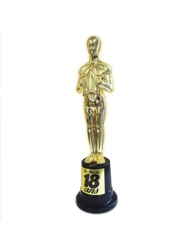 Trophée De Star 18 Ans Noir et Doré - Dimensions : 23 x 6 cm